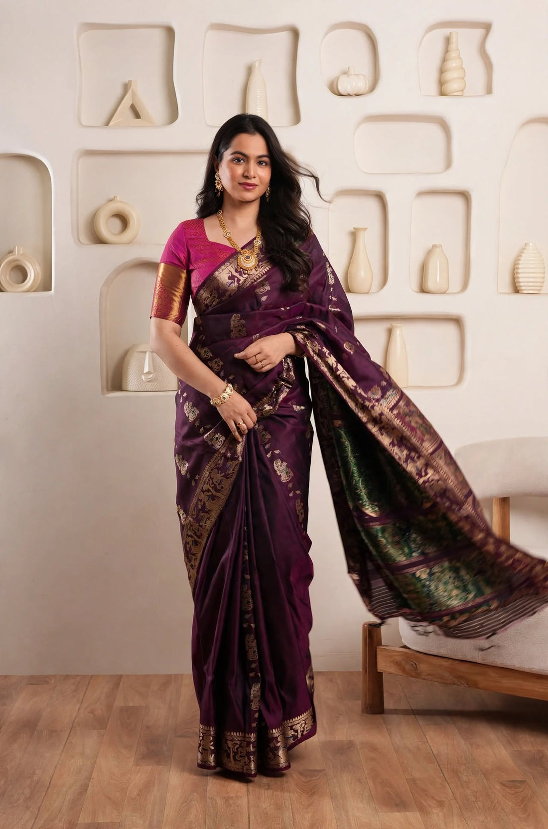 Gulnaar | Silk Mark Certified Swarnachari Saree