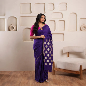 Kridha | Silk Mark and Handloom Mark Certified Muga Silk Banarasi Saree