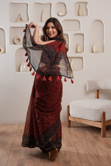 Ruhaniyat | GI tag-certified Handblock Print Saree